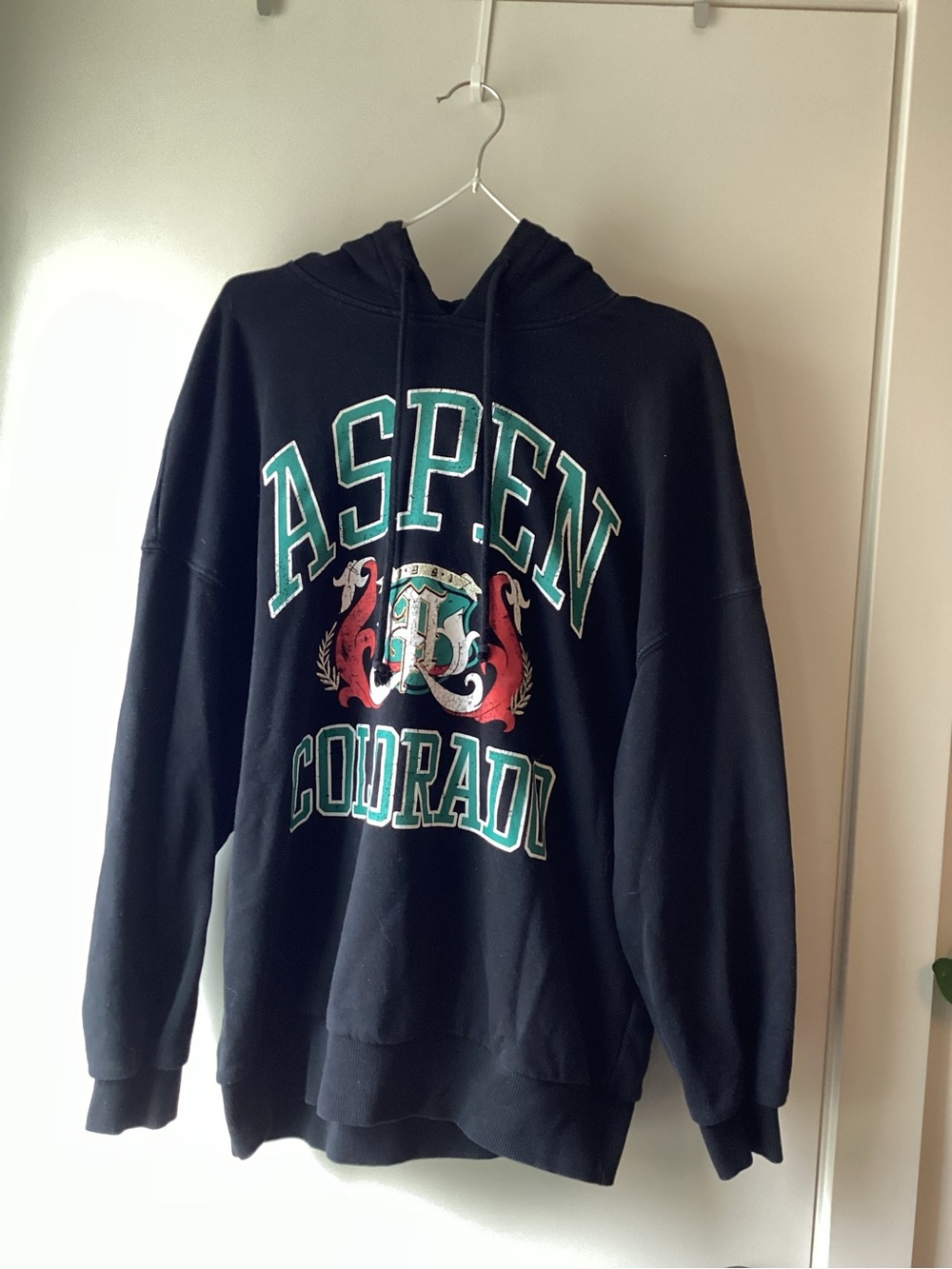 Bershka Black Graphic Hoodie with Teal Accent